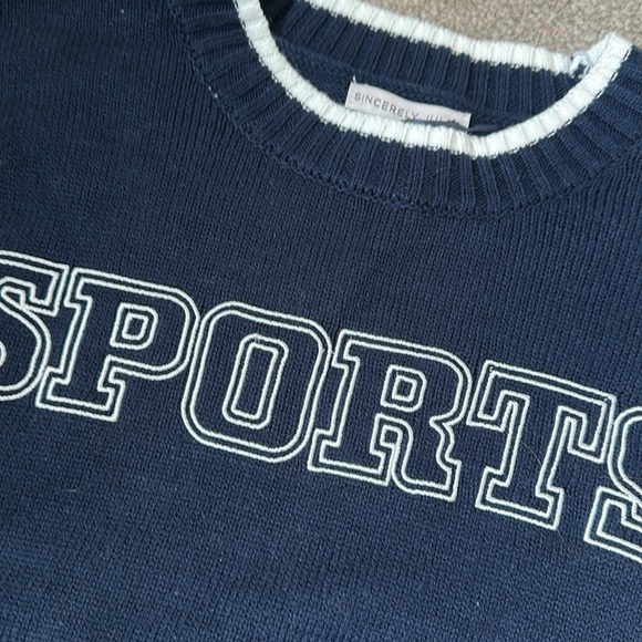 Sincerely Jules Women’s Navy Blue Sports Sweater Size Large NWT - Picture 2 of 3